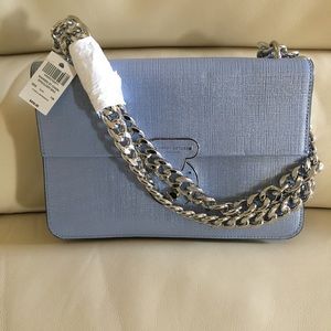 Henri Bendel Blue leather chain purse